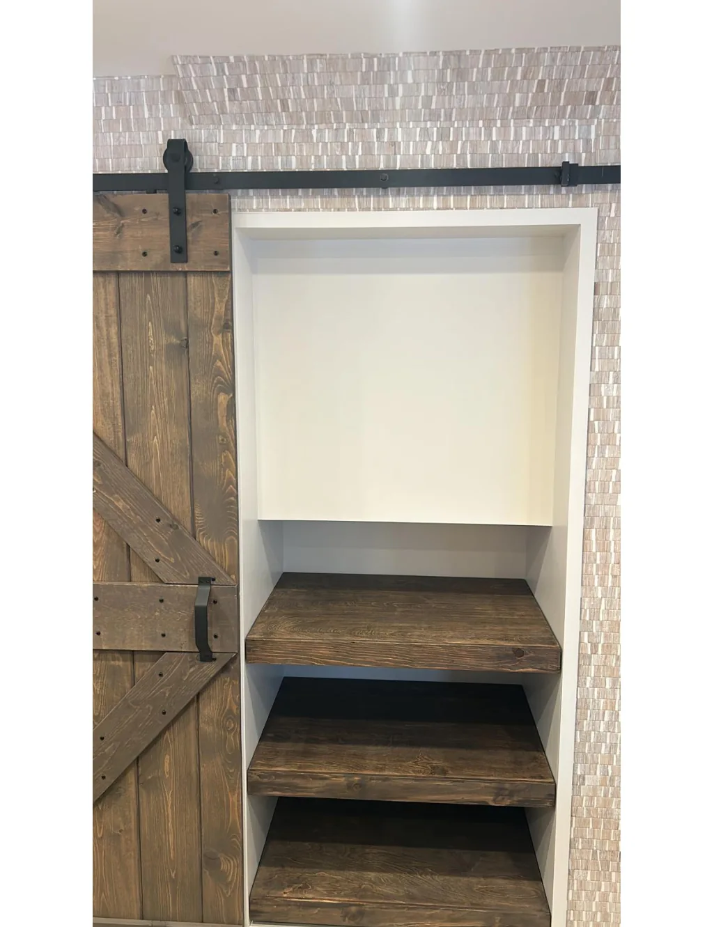 Custom wood built-in shelving
