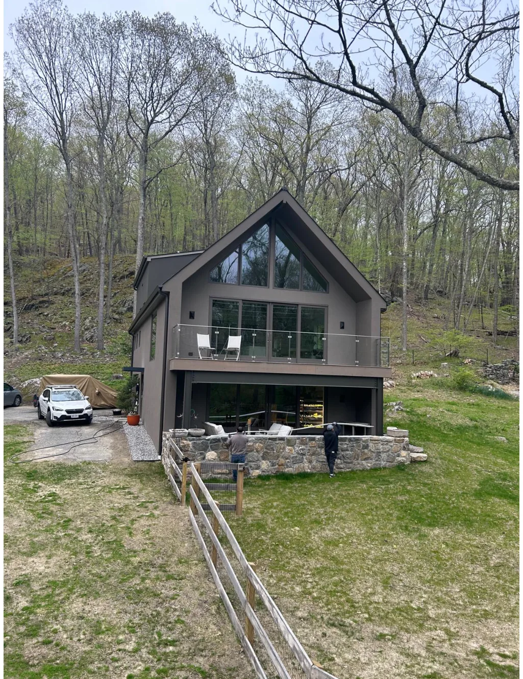 Modern home in wooded setting