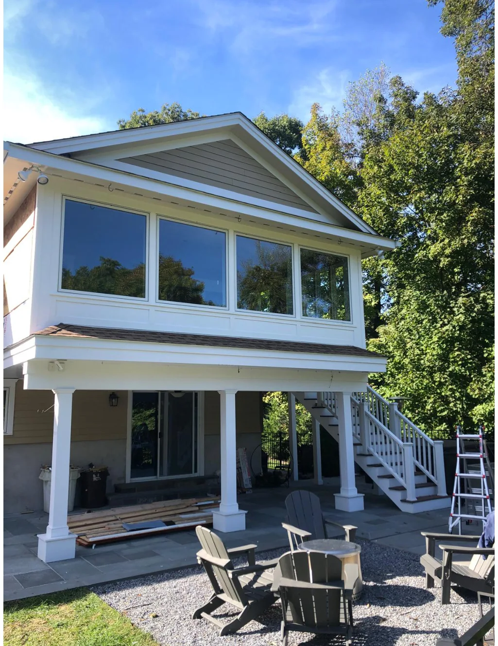 Finished covered porch